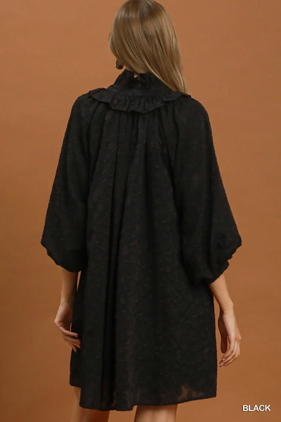 Textured Animal Print Dress - Black