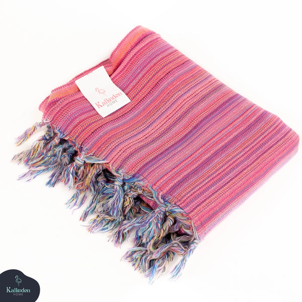Handwoven Striped Turkish Beach Towel - Multi Pink