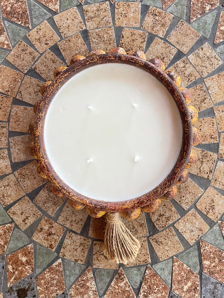 16oz Beaded Clay Pottery Soy Candle - Terracotta