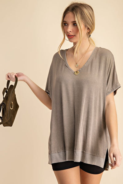 Mineral Washed Top - Mocha