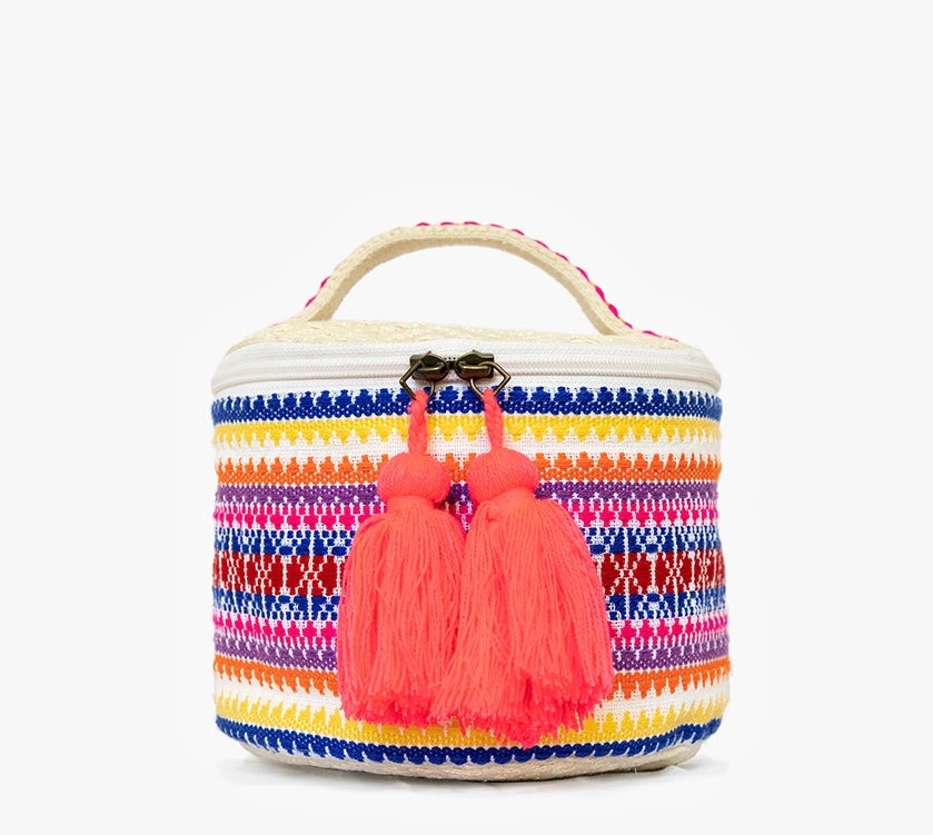 Maya Round Cotton Cosmetic Bag - Multi