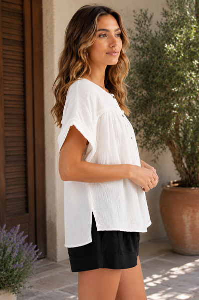 Cotton Gauze Top - Ivory