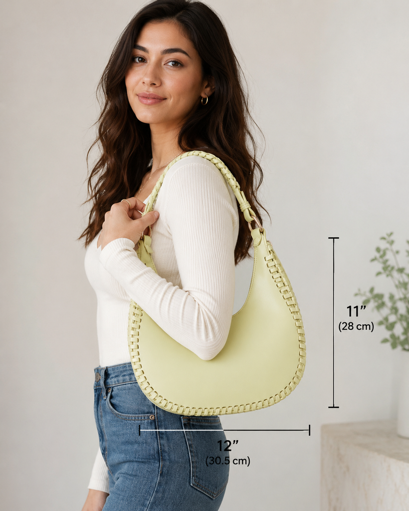 Whipstitch Crescent Shoulder Bag - Yellow