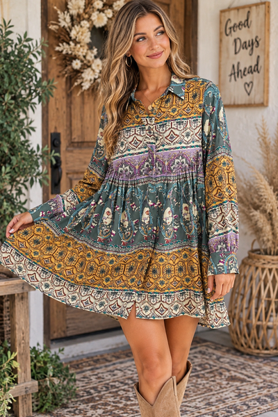 Paisley Print Shirt Sleeve - Gold/Green