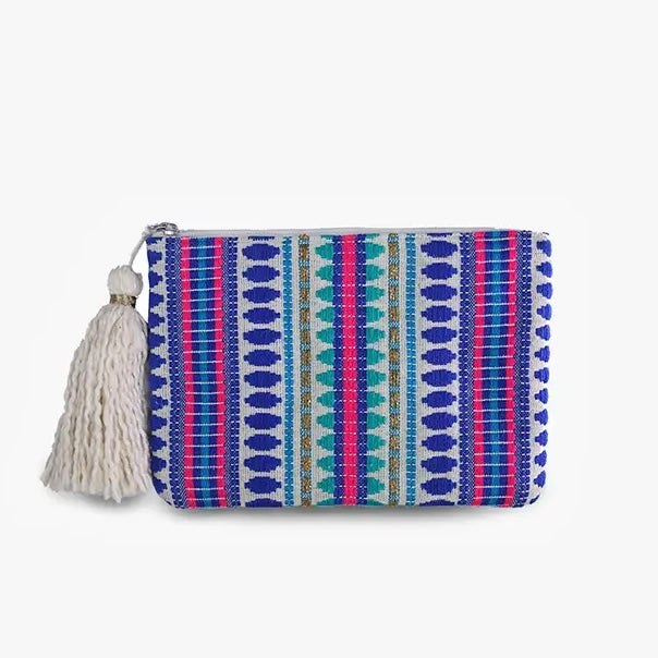Faith Printed Cotton Pouch - Blue Multi