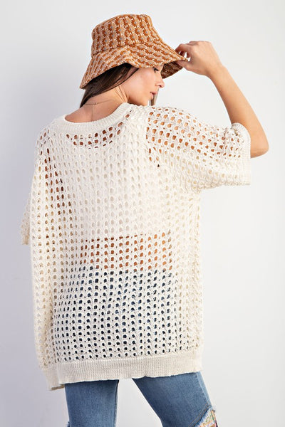 Fishnet Knitted Sweater - Ecru - SALE