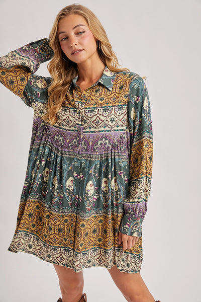 Paisley Print Shirt Sleeve - Gold/Green