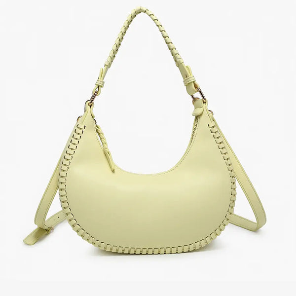Whipstitch Crescent Shoulder Bag - Yellow