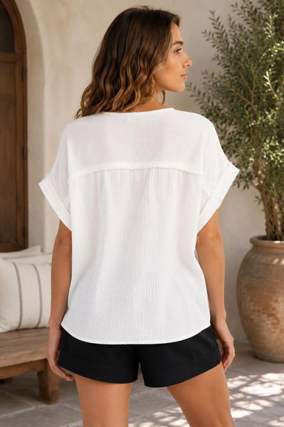 Cotton Gauze Top - Ivory