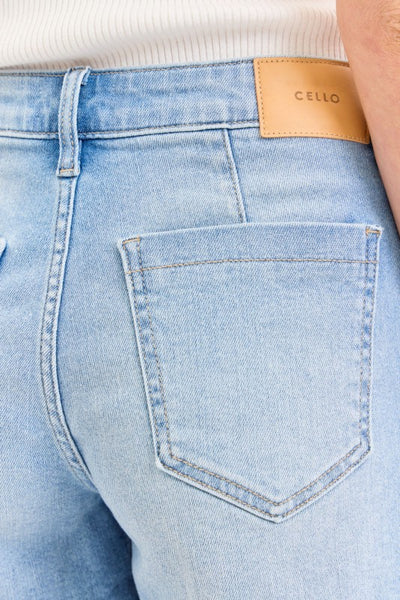 High Rise Trouser Shorts - Light Wash