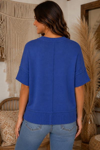 Drop Half-Sleeve Top / Royal Blue