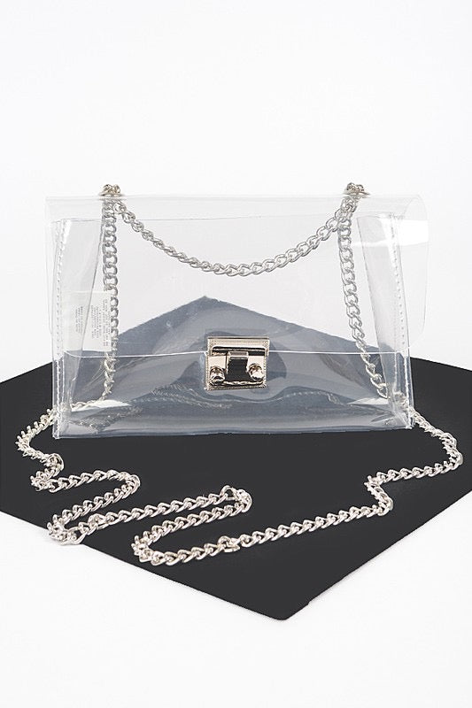Transparent Chain Crossbody Bag - Silver