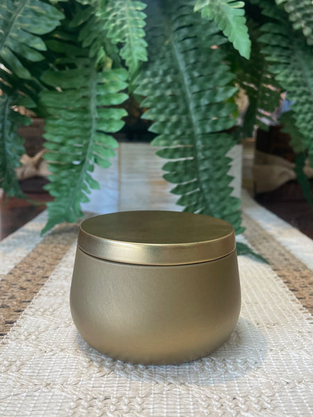 8oz Gold Tin Soy Candle