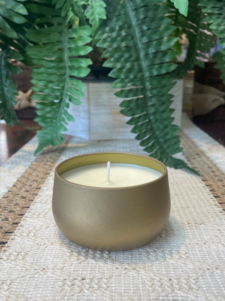 8oz Gold Tin Soy Candle
