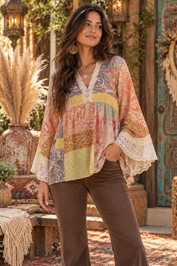 Boho Patchwork Top - Multi