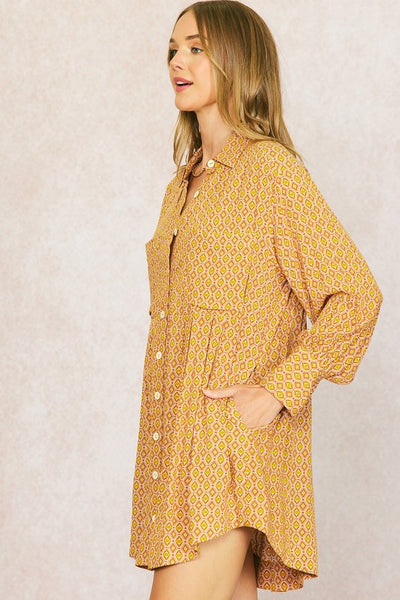 Bohemian Shirt Dress - Copper - SALE