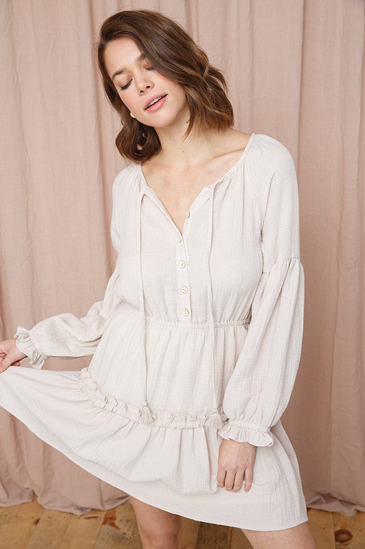 Crinkle Gauze Dress - Natural – Native Beach Boutique