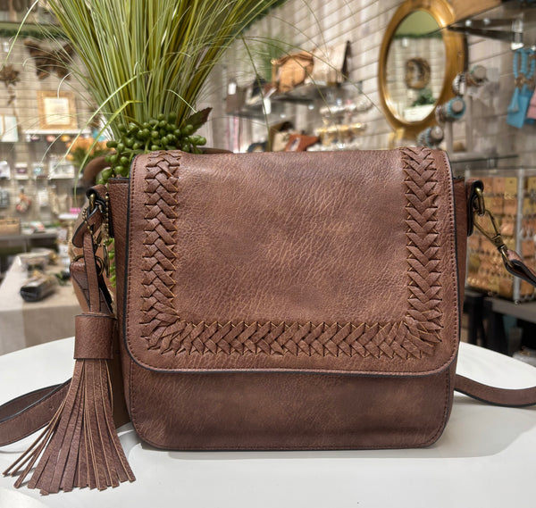 Whipstitch Crossbody Bag - Brown