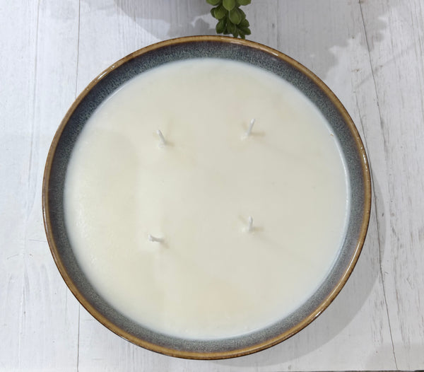 20oz Glazed Ceramic Soy Candle - Brown/Blue