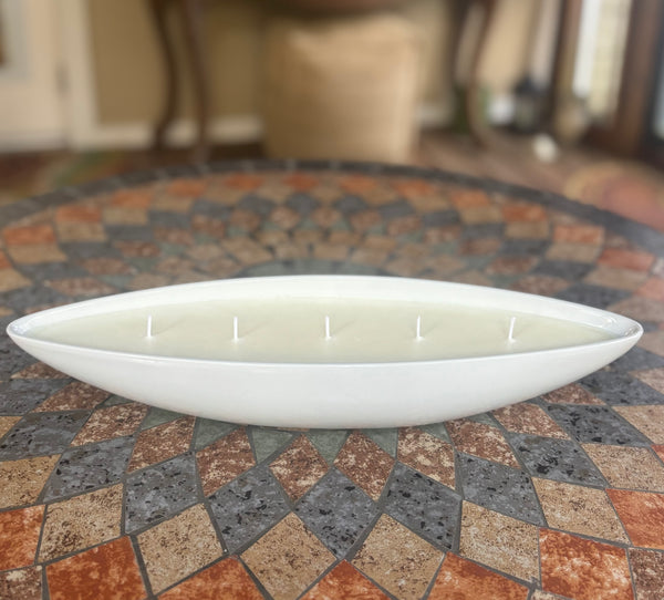 White Ceramic Boat Soy Candle - Mulberry