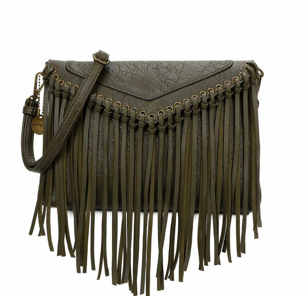Fringed Crossbody Bag - Army Green