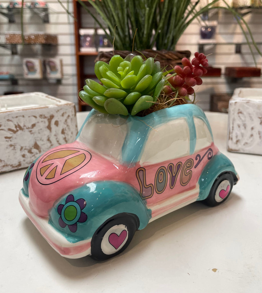 vw bus succulent planter VW Love Bug Ceramic Planter – Native Beach Boutique
