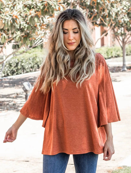 Bell Sleeve Top - Clay