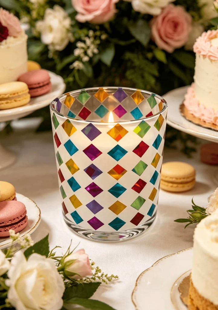 Diamond Mosaic Glass Soy Candle