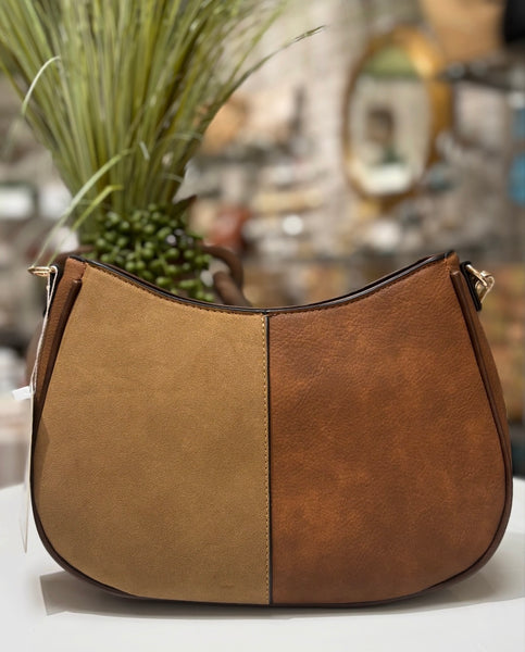 Two Tone Distressed Crossbody - Brown