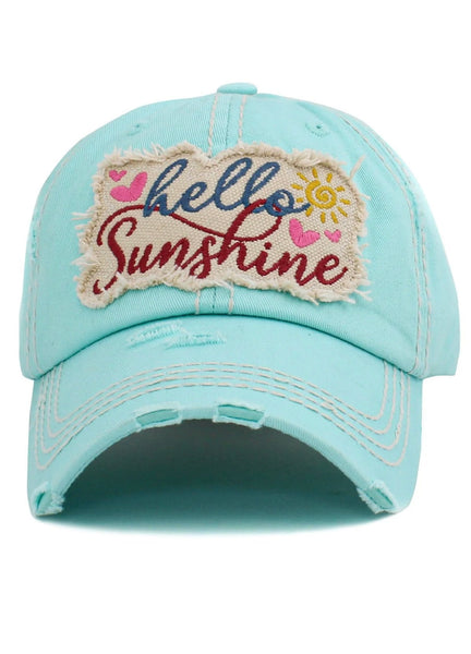 “Hello Sunshine” Vintage Ball Cap - Diamond Blue