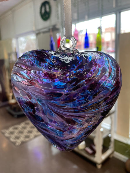 Hand Blown Glass Friendship Orb - Purple/Blue