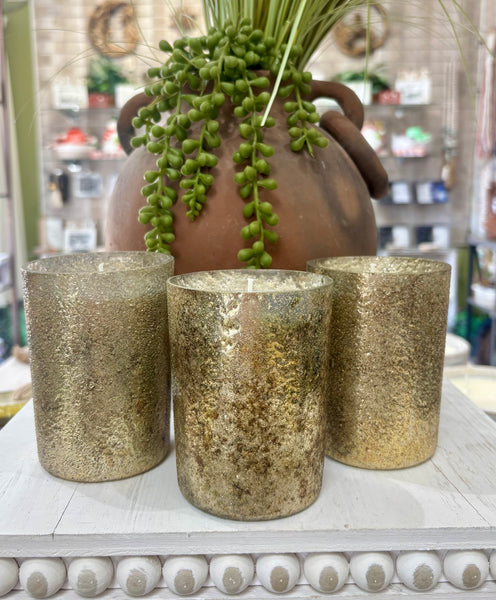 Vintage Bronze/Silver Glass Soy Candle -