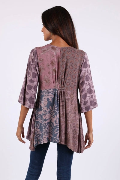 Patchwork Tunic Top - Plum