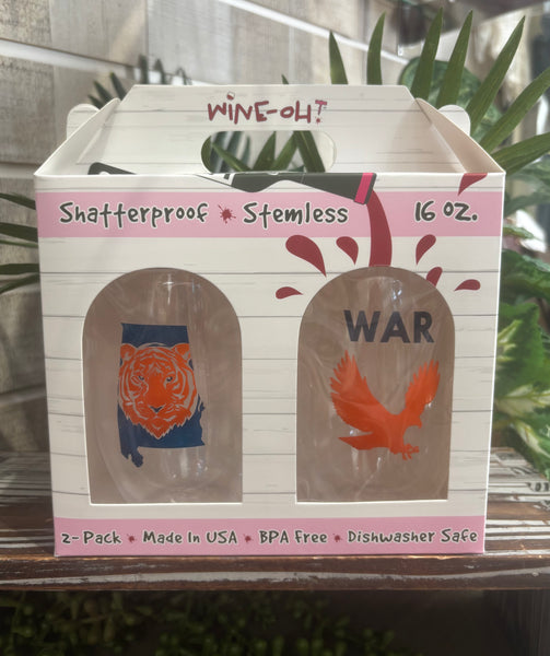 Auburn Shatterproof Stemless Wine Tumbler - 2 Pack