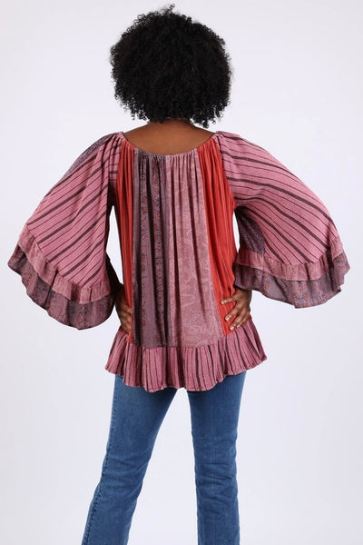 Ruffle Sleeve Top - Plum
