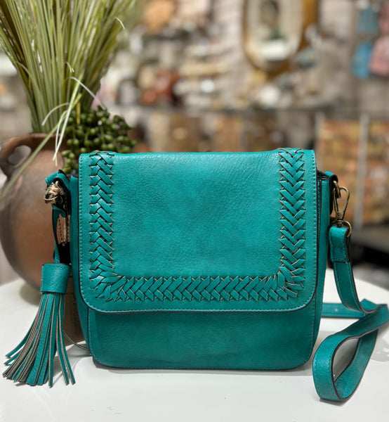 Whipstitch Crossbody Bag- Teal