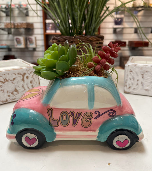 VW Love Bug Ceramic Planter