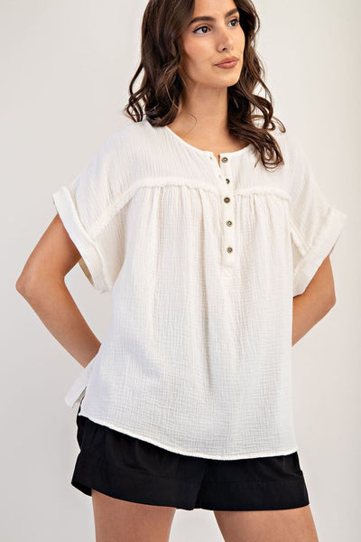 Cotton Gauze Top - Ivory