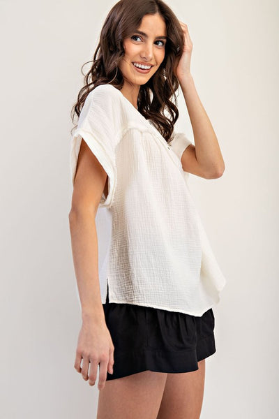 Cotton Gauze Top - Ivory