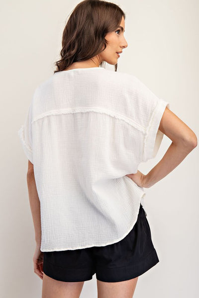 Cotton Gauze Top - Ivory