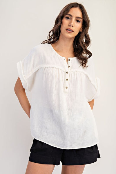 Cotton Gauze Top - Ivory