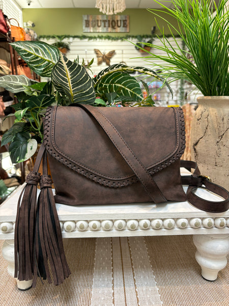 Sloan Suede Crossbody - Dark Brown