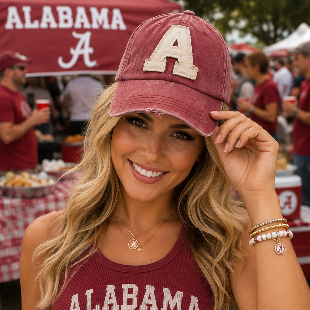 Alabama Hat w/ A - Burgundy