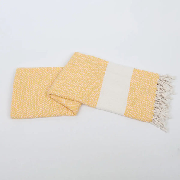 Handwoven Turkish Beach Towel - Diamond Yellow