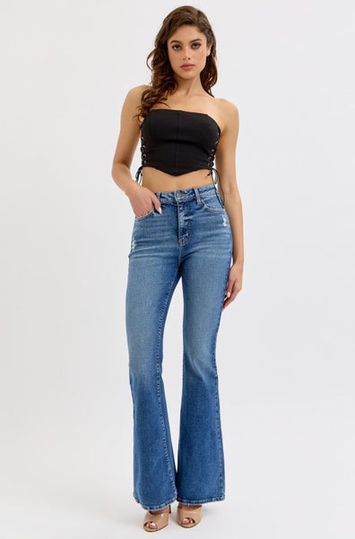 High Rise Flares - Medium Wash