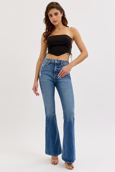 High Rise Flares - Medium Wash