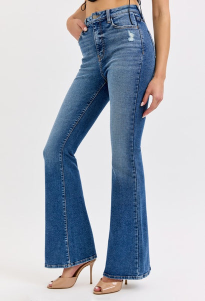High Rise Flares - Medium Wash