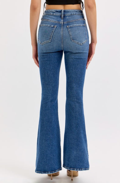 High Rise Flares - Medium Wash