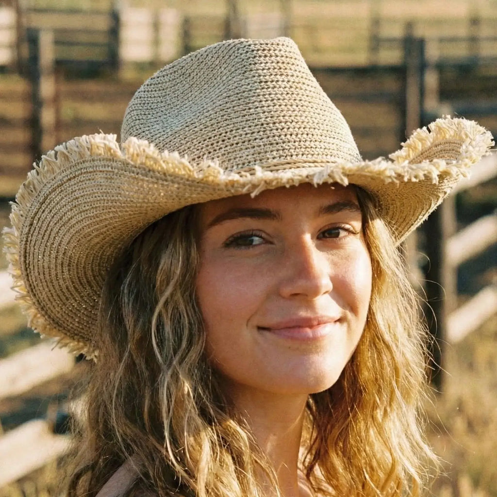 Frayed Brim Straw Cowboy Hat