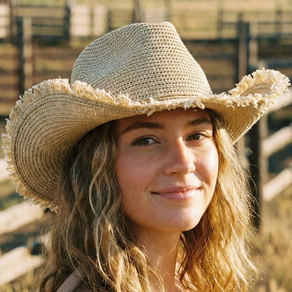Frayed Brim Straw Cowboy Hat